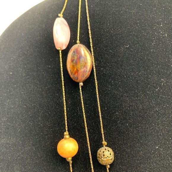 Lia Sophia Triple Strand Floating Bead Necklace - Gold/Multicolor, 27"L - Picture 3 of 8